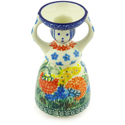 Polish Pottery Candle Holder 6&quot; Garden Delight UNIKAT