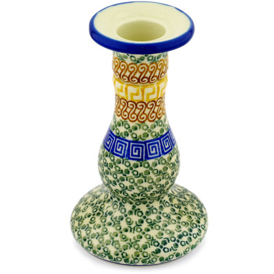 Polish Pottery Candle Holder 6&quot; Grecian Sea
