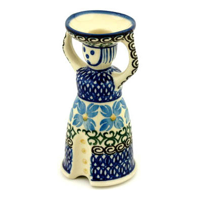 Polish Pottery Candle Holder 6&quot;