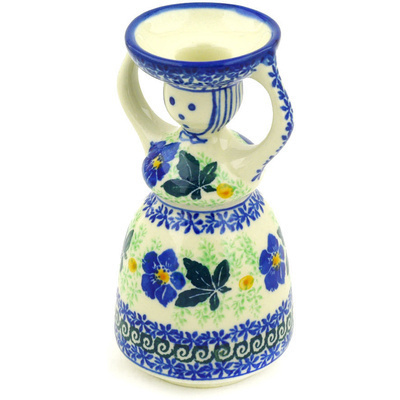 Polish Pottery Candle Holder 6&quot; Infinity Flower