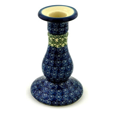 Polish Pottery Candle Holder 6&quot; Lovely Heart