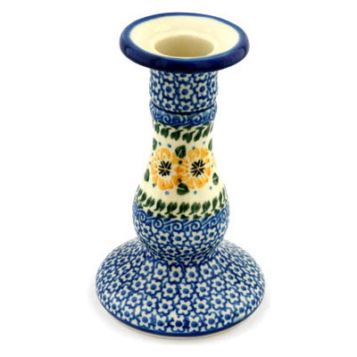 Polish Pottery Candle Holder 6&quot; Marigold Morning