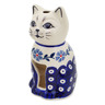 Polish Pottery Candle Holder 6&quot; Peacock Forget-me-not