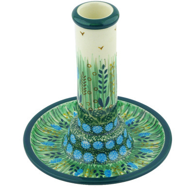 Polish Pottery Candle Holder 6&quot; Prairie Land UNIKAT