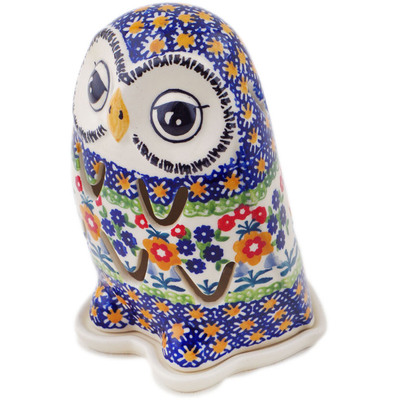 Polish Pottery Candle Holder 6&quot; Pretty Little Whirl UNIKAT