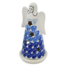 Polish Pottery Candle Holder 6&quot; Retro Blue Tulips