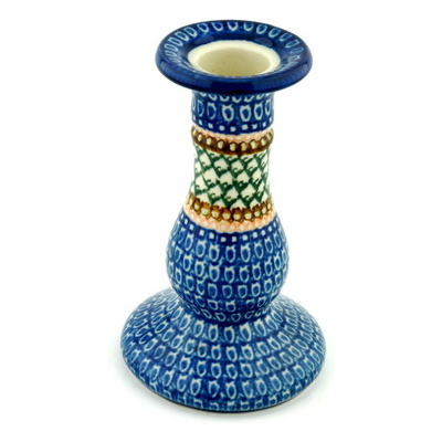 Polish Pottery Candle Holder 6&quot; Shenandoah UNIKAT