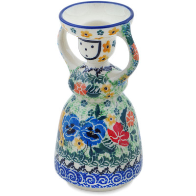 Polish Pottery Candle Holder 6&quot; Vibrant Bouquet UNIKAT
