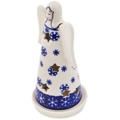 Polish Pottery Candle Holder 6&quot; Winter Butterfly