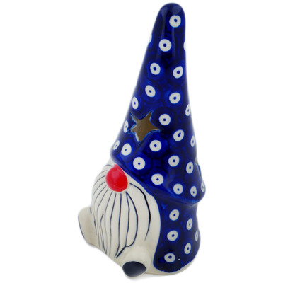 Polish Pottery Candle Holder 7&quot; Blue Eyed Peacock