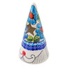 Polish Pottery Candle Holder 7&quot; Bold Blue Poppies UNIKAT