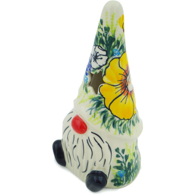 Polish Pottery Candle Holder 7&quot; Bright Blooms