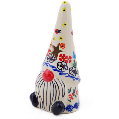 Polish Pottery Candle Holder 7&quot; Fanciful Ladybug