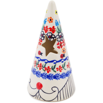 Polish Pottery Candle Holder 7&quot; Fanciful Ladybug