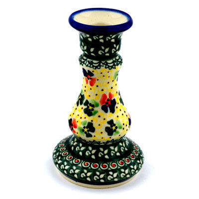 Polish Pottery Candle Holder 7&quot; Fantasia UNIKAT