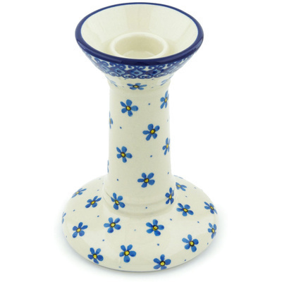 Polish Pottery Candle Holder 7&quot; Flower Doodle