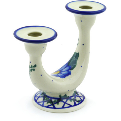 Polish Pottery Candle Holder 7&quot;