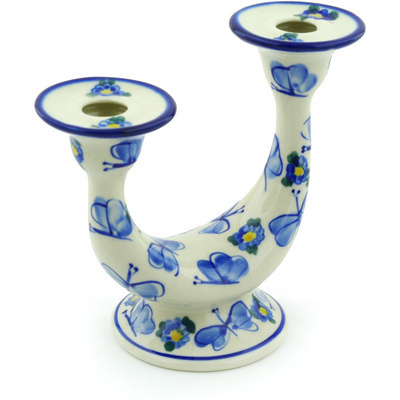 Polish Pottery Candle Holder 7&quot;