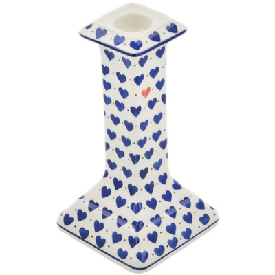 Polish Pottery Candle Holder 7&quot; Heart Of Hearts