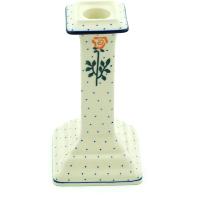 Polish Pottery Candle Holder 7&quot; Lovely Rose