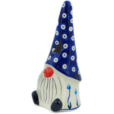 Polish Pottery Candle Holder 7&quot; Peacock Tulip Garden