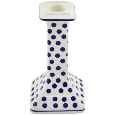 Polish Pottery Candle Holder 7&quot; Polka Dot Delight