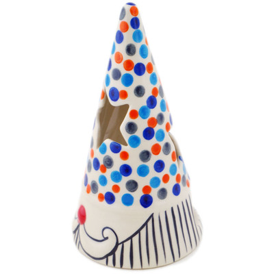 Polish Pottery Candle Holder 7&quot; Polka Dot Frenzy