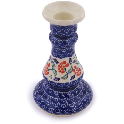 Polish Pottery Candle Holder 7&quot; Poppies In The Wind