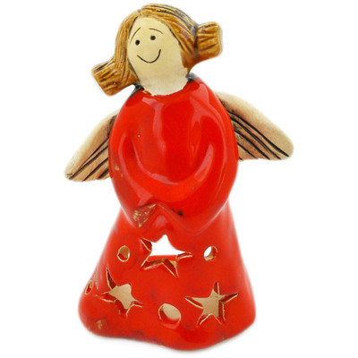 Ceramic Candle Holder 7&quot; Red