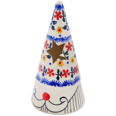 Polish Pottery Candle Holder 7&quot; Red Sunflower