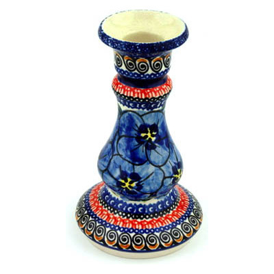 Polish Pottery Candle Holder 7&quot; Regal Bouquet UNIKAT