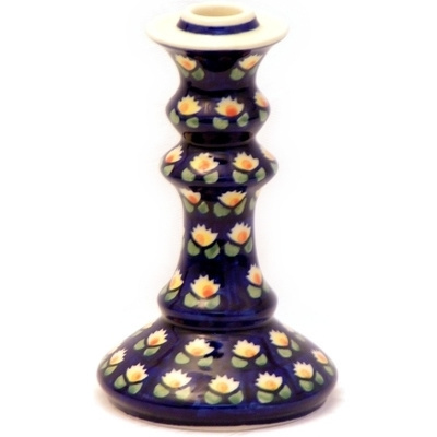 Polish Pottery Candle Holder 7&quot; Waterlily