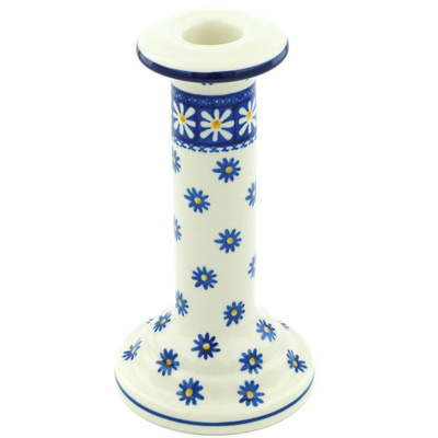 Polish Pottery Candle Holder 8&quot; Asters And Daisies