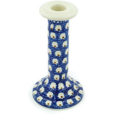 Polish Pottery Candle Holder 8&quot; Brown Eyed Peacock