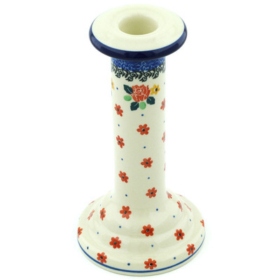 Polish Pottery Candle Holder 8&quot; Garden Party