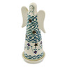 Polish Pottery Candle Holder 8&quot; Lucky Blue Clover