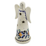 Polish Pottery Candle Holder 8&quot; Orange And Blue Flower