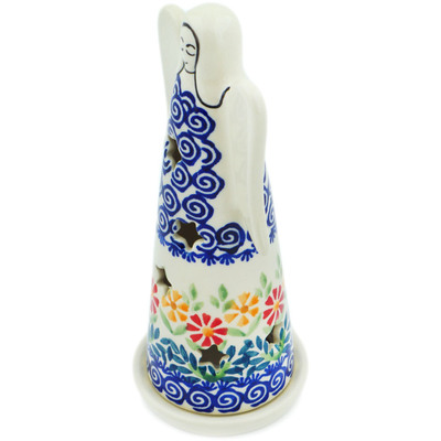 Polish Pottery Candle Holder 8&quot; Wave Of Flowers