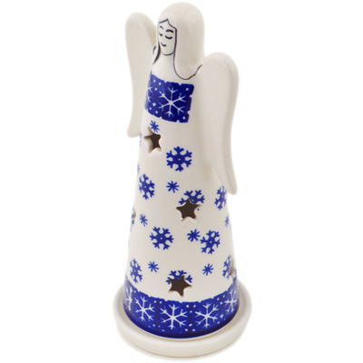 Polish Pottery Candle Holder 8&quot; Winter Butterfly