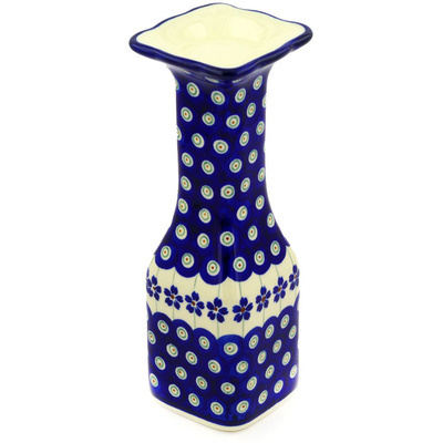 Polish Pottery Candle Holder 9&quot; Flowering Peacock