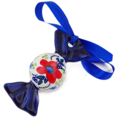 Polish Pottery Candy Ornament 3&quot; Wild Flower Bloom UNIKAT