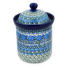 Polish Pottery Canister 8&quot; Blue Rose Trellis UNIKAT