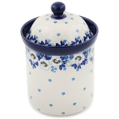 Polish Pottery Canister 8&quot; Blue Spring