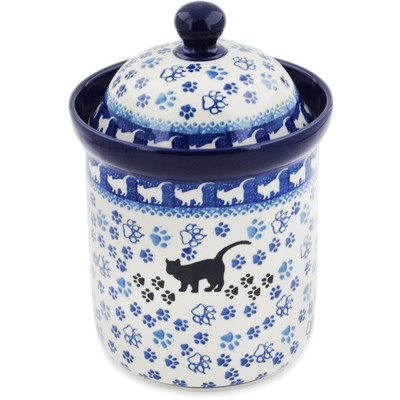 Polish Pottery Canister 8&quot; Boo Boo Kitty Paws