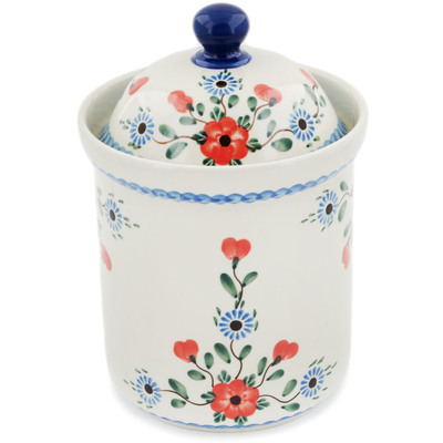 Polish Pottery Canister 8&quot; Cherry Blossoms