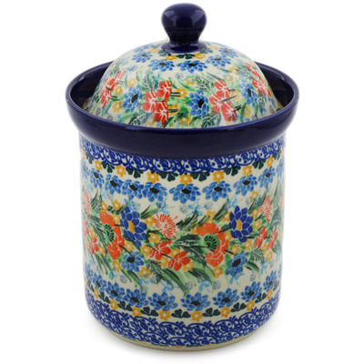 Polish Pottery Canister 8&quot; Dream Bouquet UNIKAT