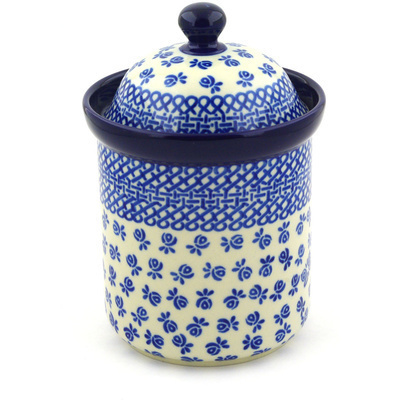 Polish Pottery Canister 8&quot; Hidden Butterfly