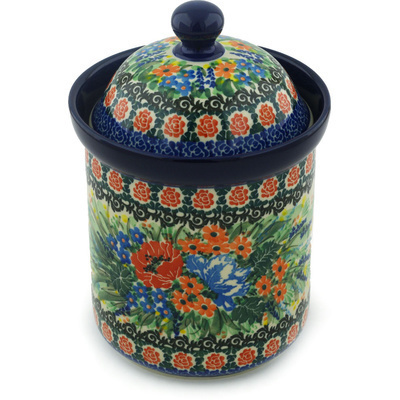 Polish Pottery Canister 8&quot; Magnificent Beauty UNIKAT