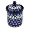 Polish Pottery Canister 8&quot; Peacock Leaves