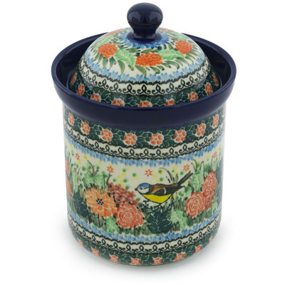 Polish Pottery Canister 8&quot; Robbin's Meadow UNIKAT